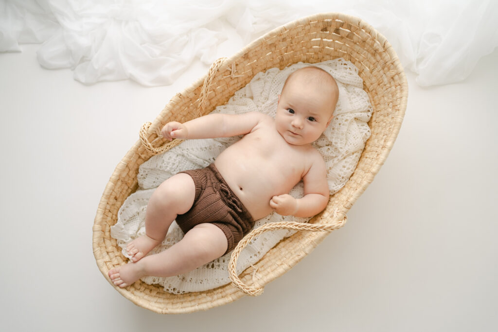 6 month baby milestone session in studio