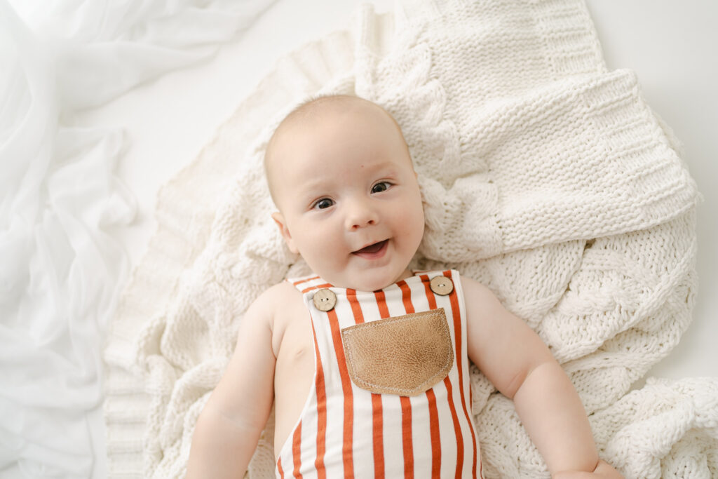 6 month milestone photos Wisconsin baby photographer