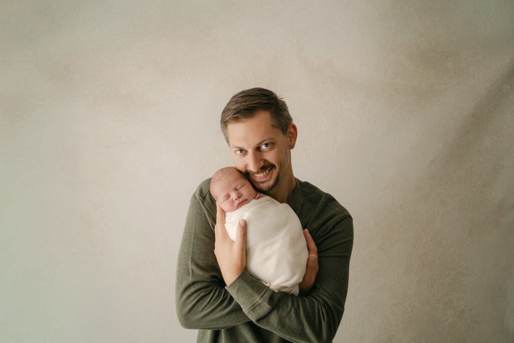 Dad and newborn son - Newborn photography session near Madison, WI