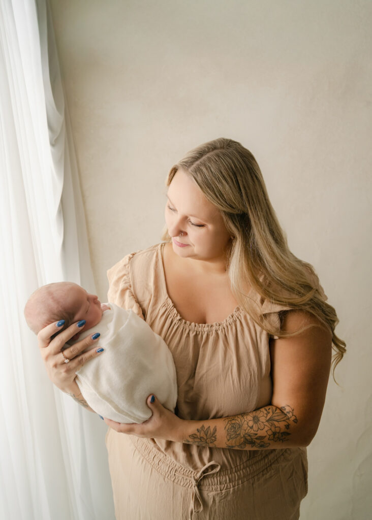 Mom and newborn son - sun prairie newborn photographer